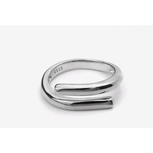 Unisex Solid Wrap‎ 925 Sterling Silver Band Ring, Adjustable